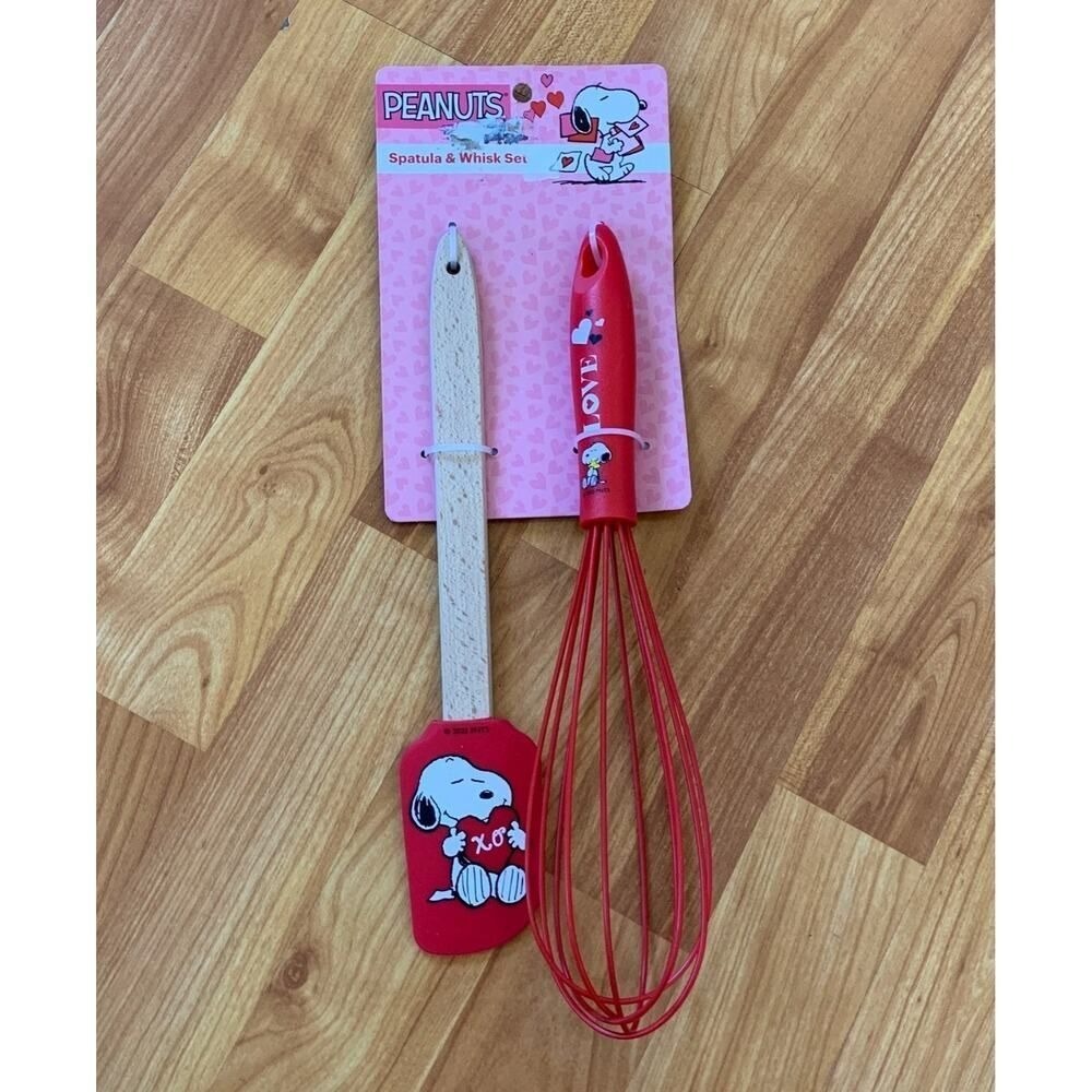Limited Edition Peanuts Snoopy Valentine-themed silicone spatula and whisk